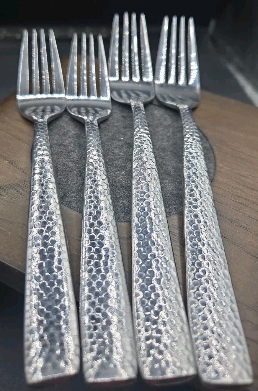 4 Pc Fork 2 Large 2 Small Towle Living Texture Forged Stainless Steel Flatware