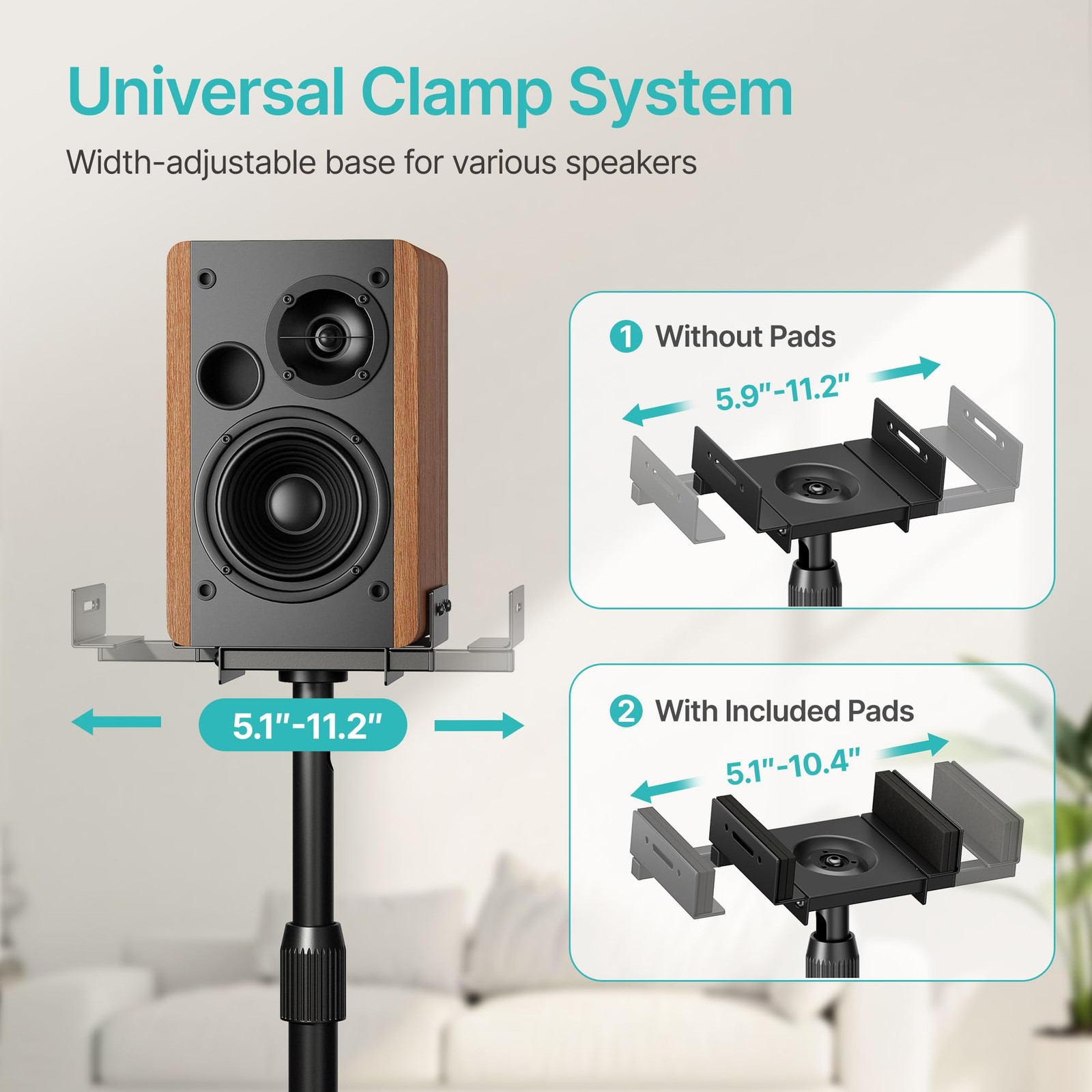Height-Adjustable Speaker Stands Pair,11LBS Capacity,Height Adjustable from 3...