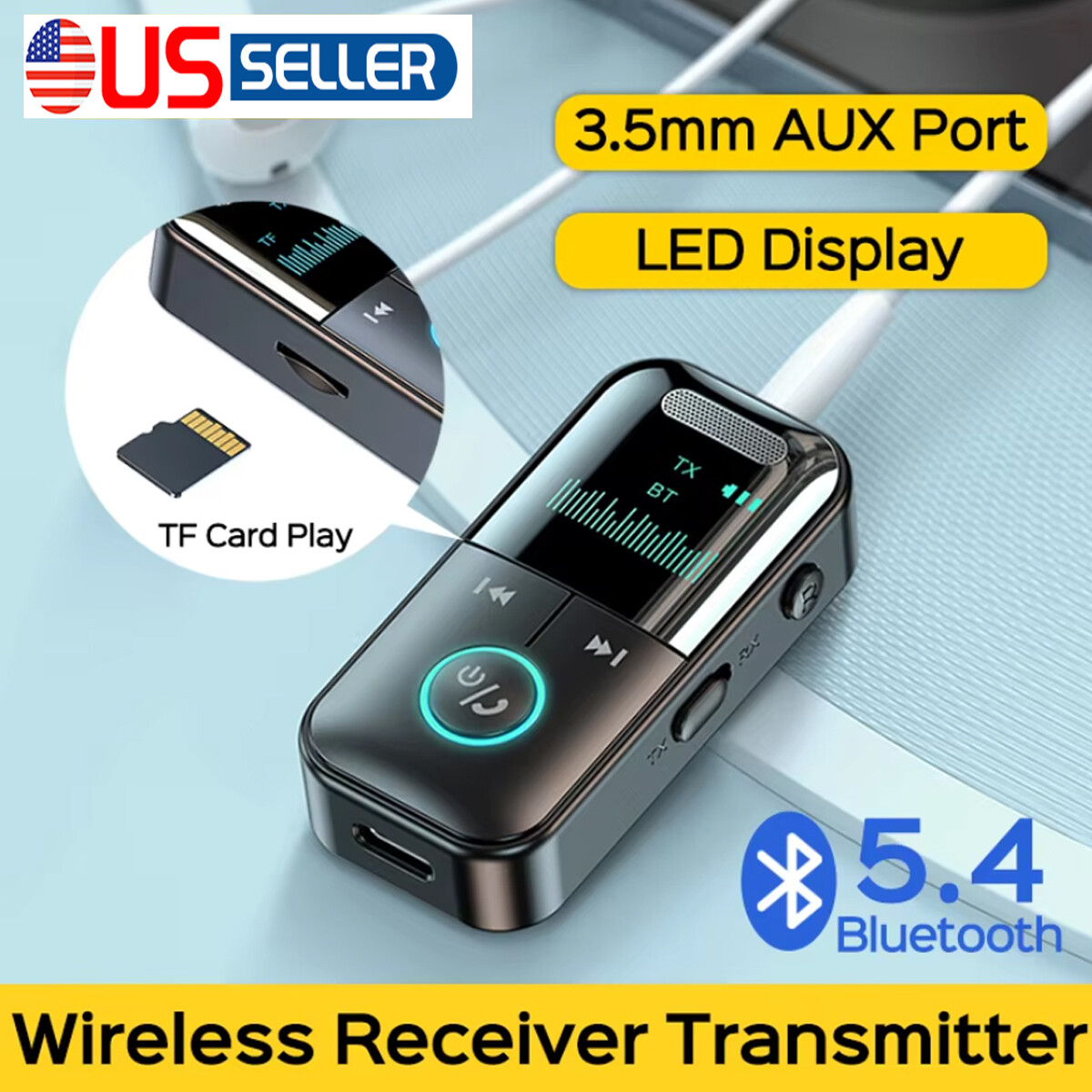 USB Wireless Bluetooth 5.4 Transmitter Receiver 4in1 Audio Adapter 3.5mm Aux Car