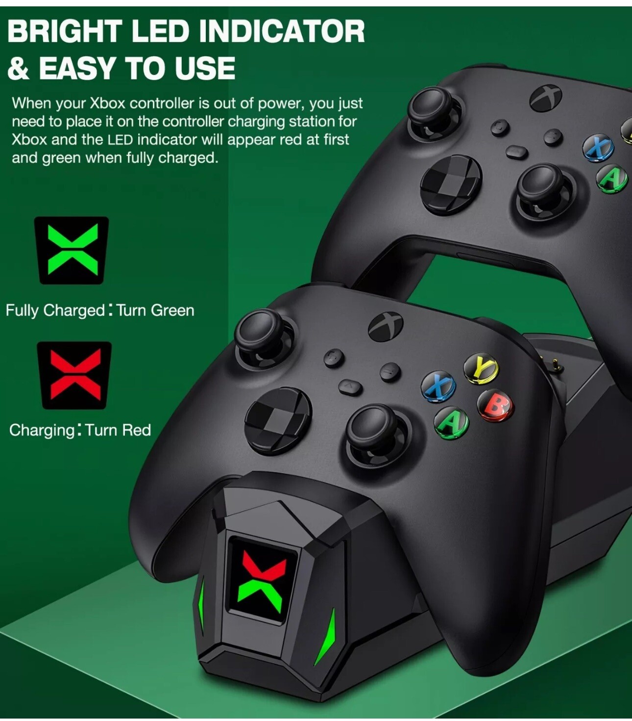 Xbox Series X S Controller Fast Charging Station Dock + Rechargeable Battery