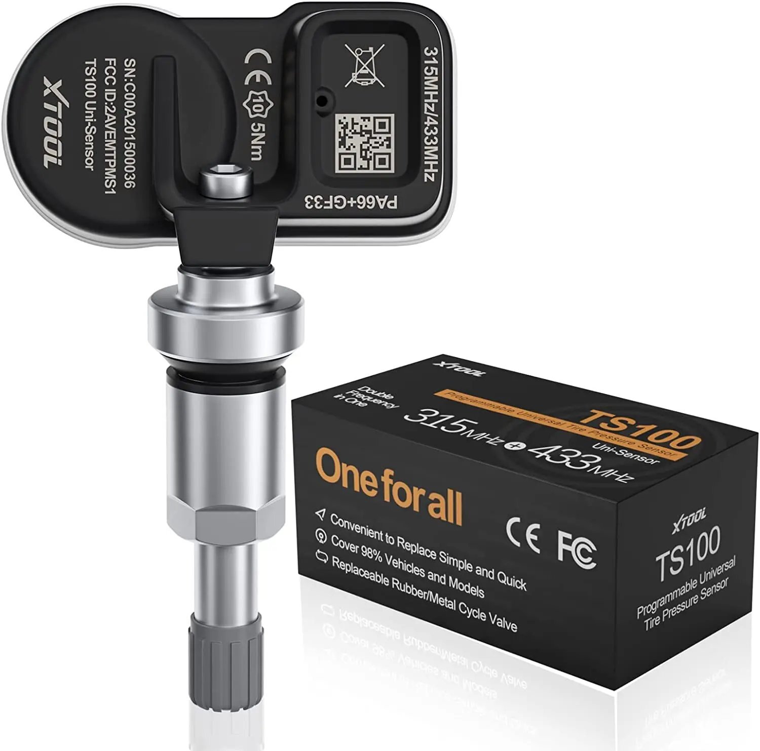 XTOOL TS100 TPMS 315MHz & 433MHz Programmable Tire Pressure Sensor 4pack Metal