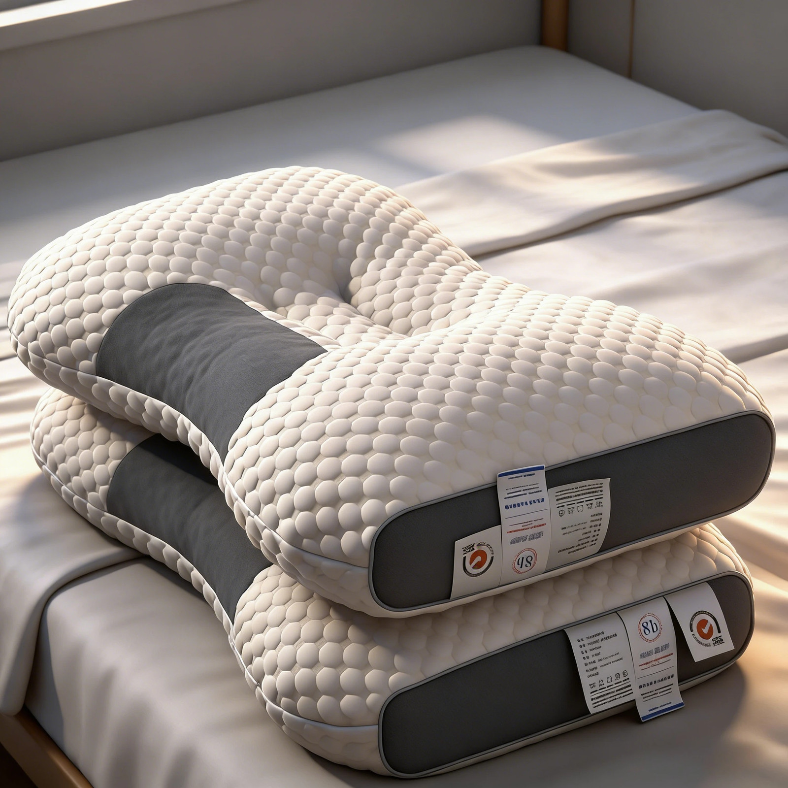 3D Knitted SPA Massage Bean Pillow Water Cube Cervical Support Hotel Quality Pil