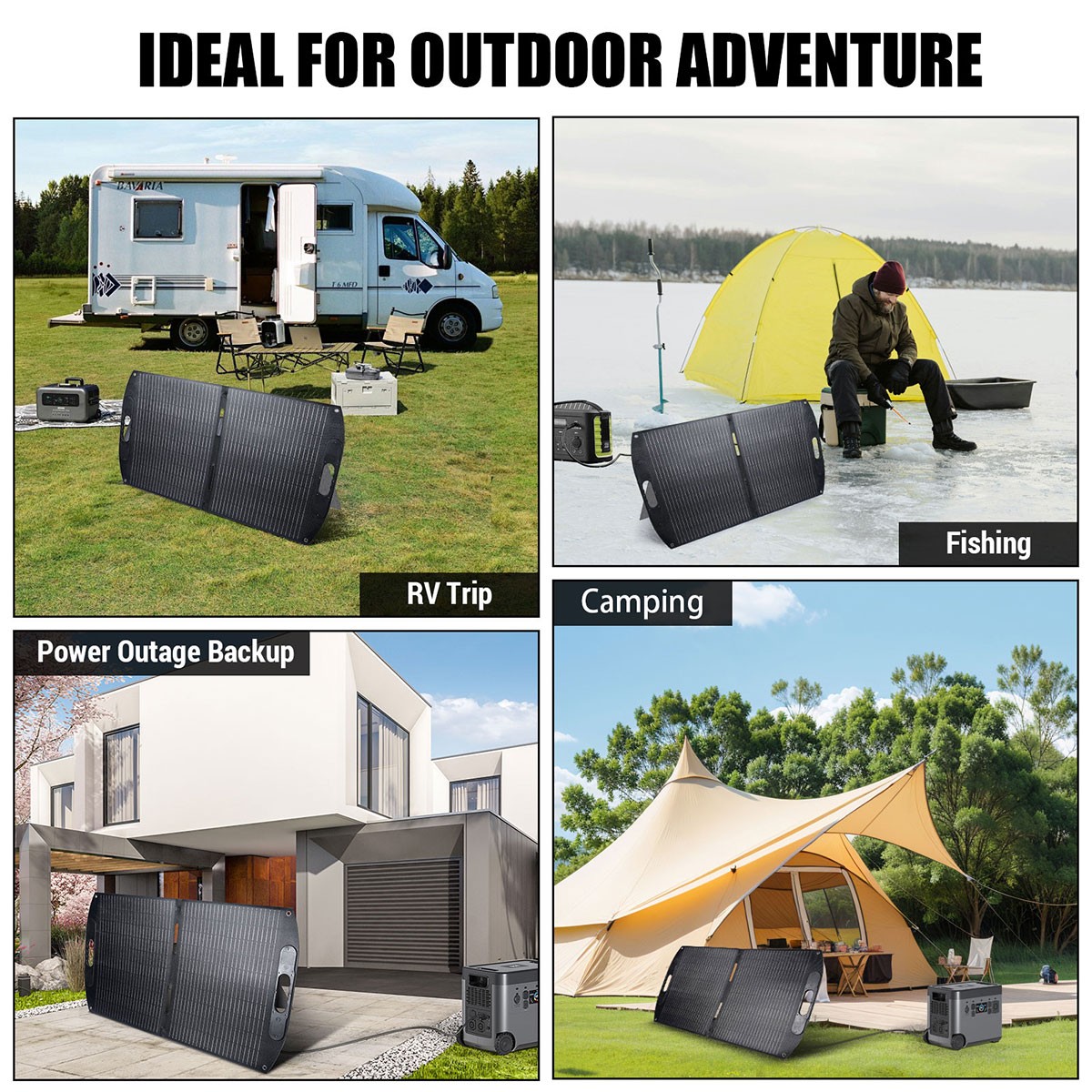 23.5% High Efficiency 100W Foldable Off Grid Solar Panel Kit For RV Camping Home