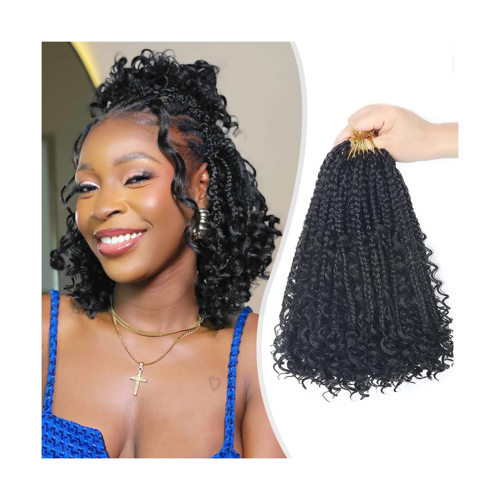 Mebeli Goddess Box Braids Crochet Hair, 10inch Boho Crochet Braid Hair | 1B P...