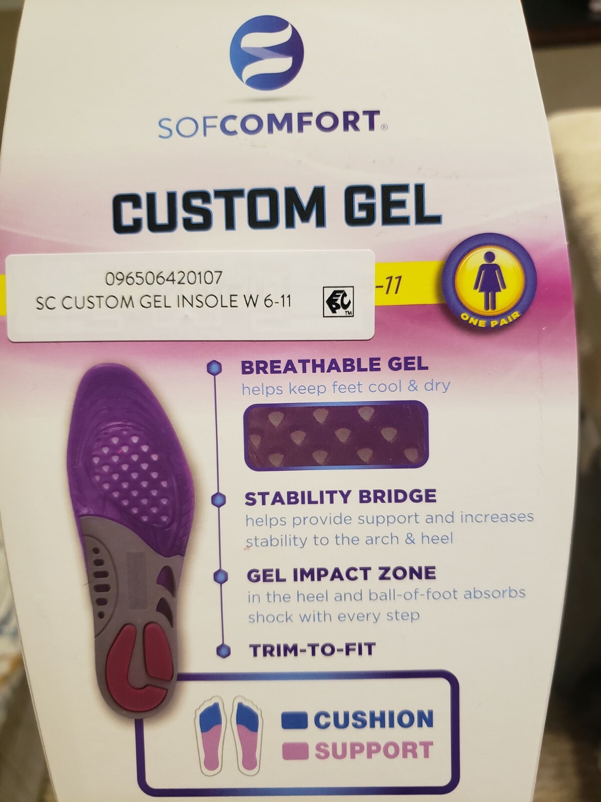 SofComfort Women's Size 6-11 Custom Gel Insoles