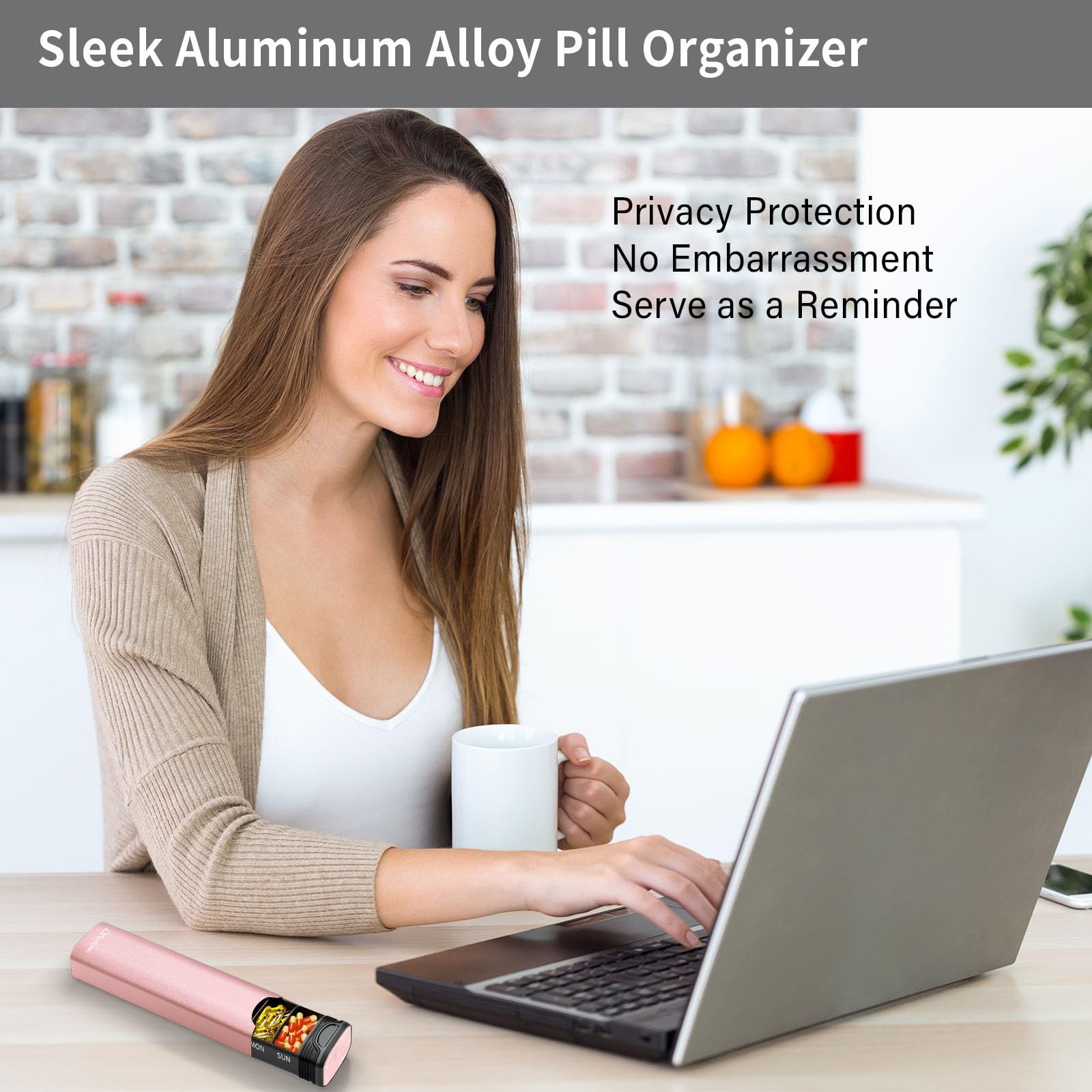 Metal Weekly Pill Organizer, Serfeymi Aluminum Daily Pill Box,7 Day Pill Case...