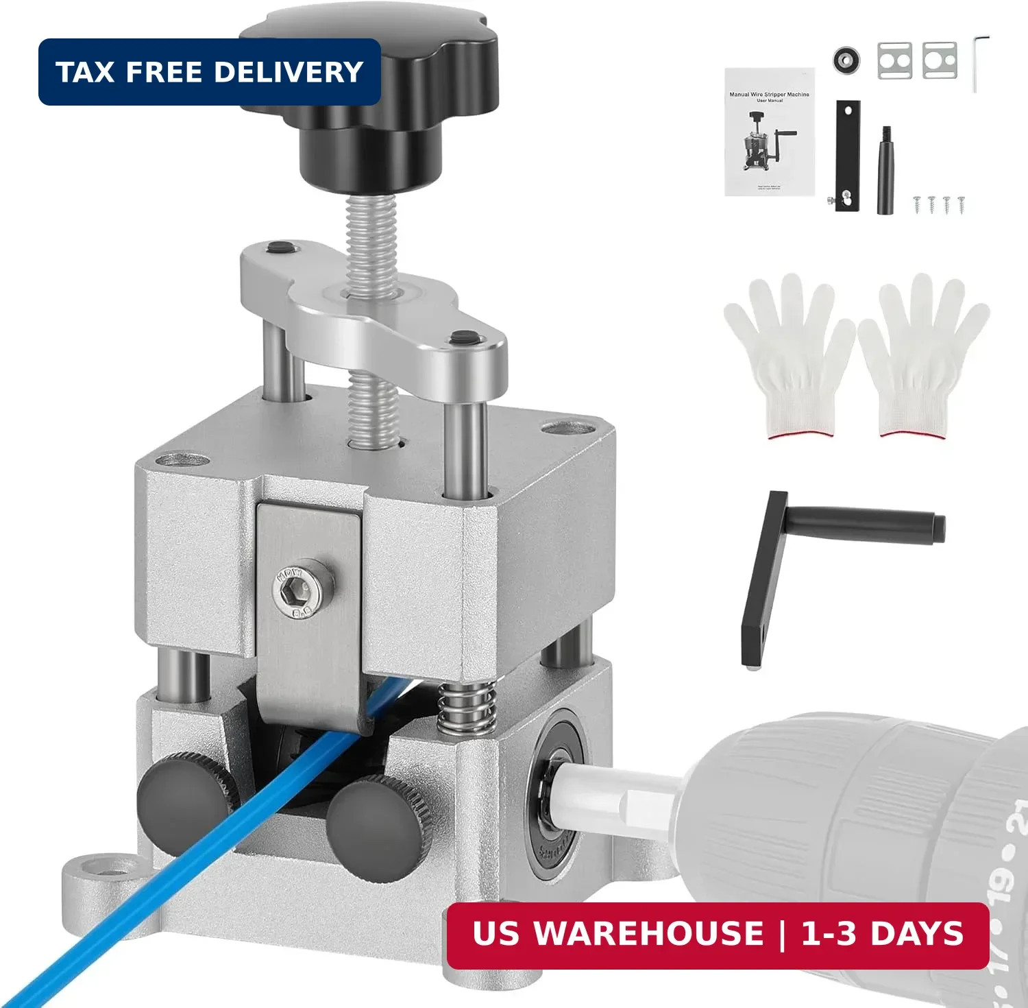 Wire Stripper Machine, 0.06"-1" Manual Wire Stripping Machine, Drill Co