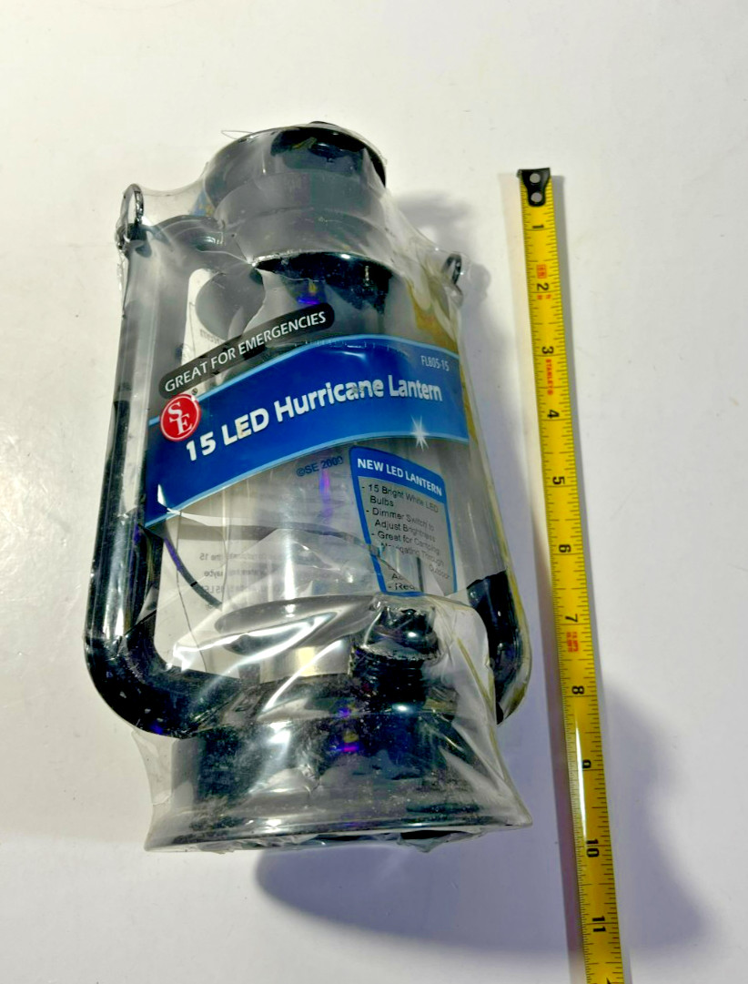 SE 15 LED Hurricane Lantern FL806-15 - New, Great for Emergencies & Camping