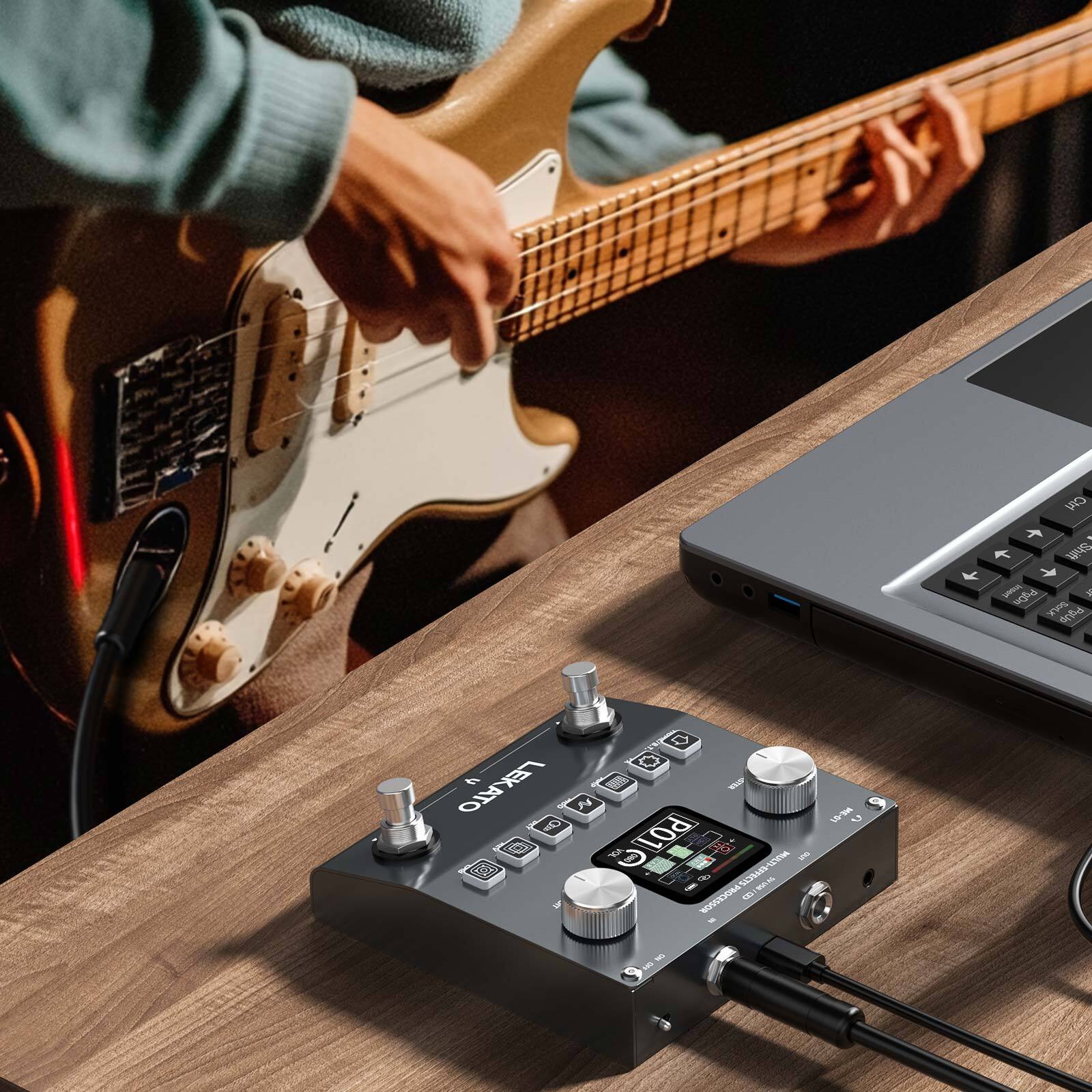 LEKATO Portable Guitar Effects Processor 20 IRs 80 Presets Support 3rd Party IR