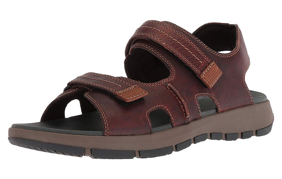 NEW - Clarks Brixby Shore Leather Men Sandals Sz.13 brwn
