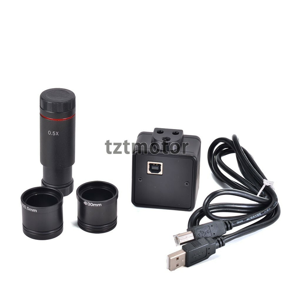 5MP USB Microscope Camera Digital Electronic Eyepiece 0.5X C-Mount Adapter Kit