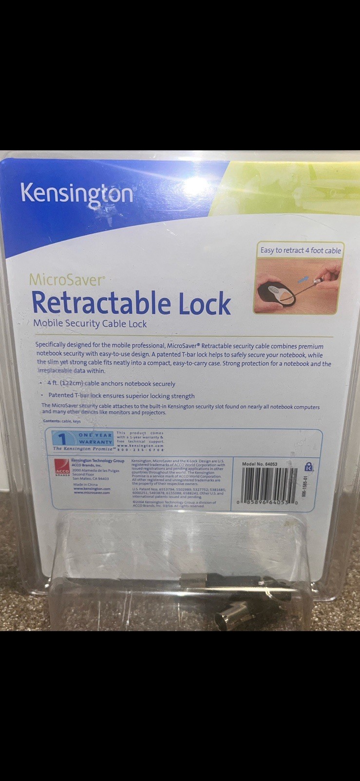 Kensington MicroSaver Retractable 4ft Cable & Lock: Security For Electronics