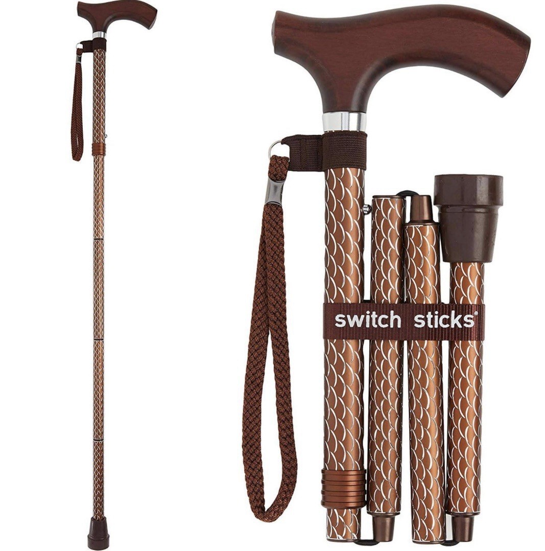 Switch Sticks Walking Stick Cane Men Women Foldable Adjustable Height 32-37" NEW