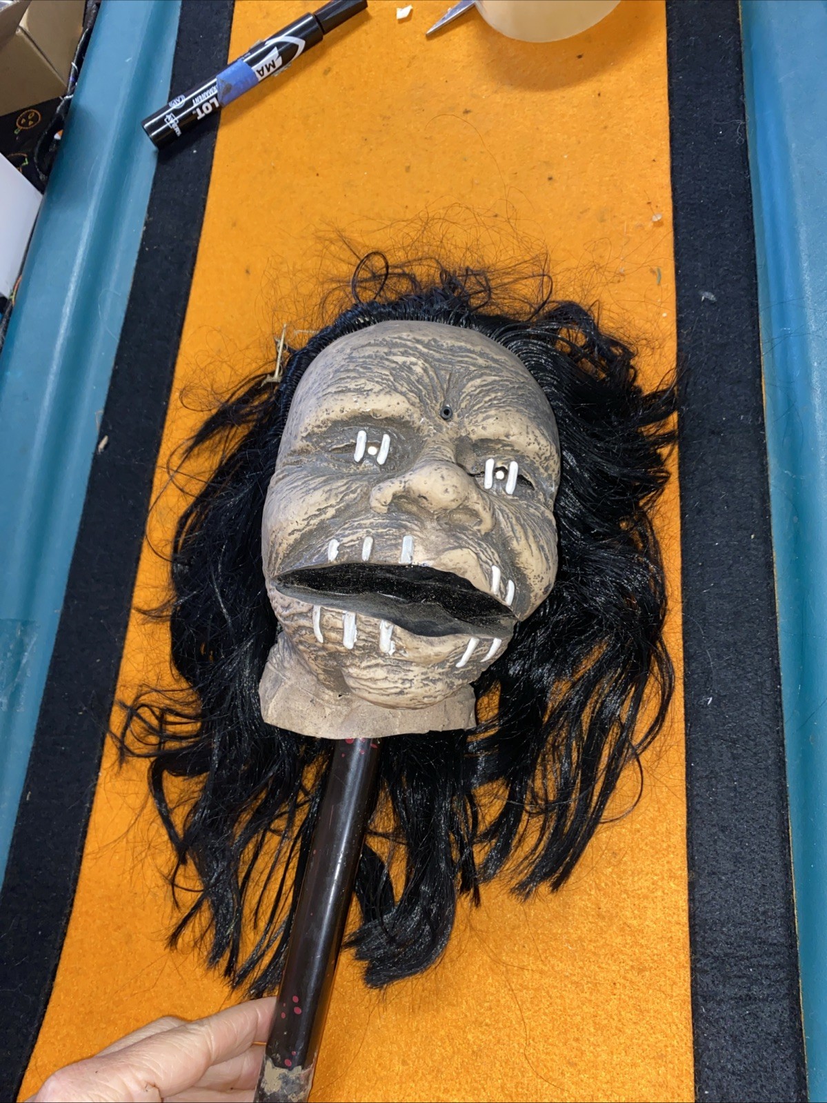Halloween Prop Voodoo Head On Pole. Doesn’t Work. As Is For Parts. Still Unique.