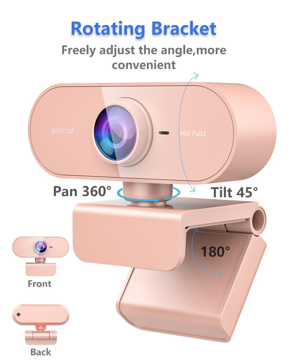 Webcam for PC&1080P HD Web Cam,Webcam with Microphone,Stand Pink