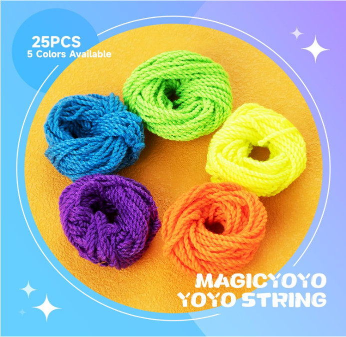 Yoyo Strings Pack of 25 - Professional Yoyos String Replacement, Polyester Yoyo