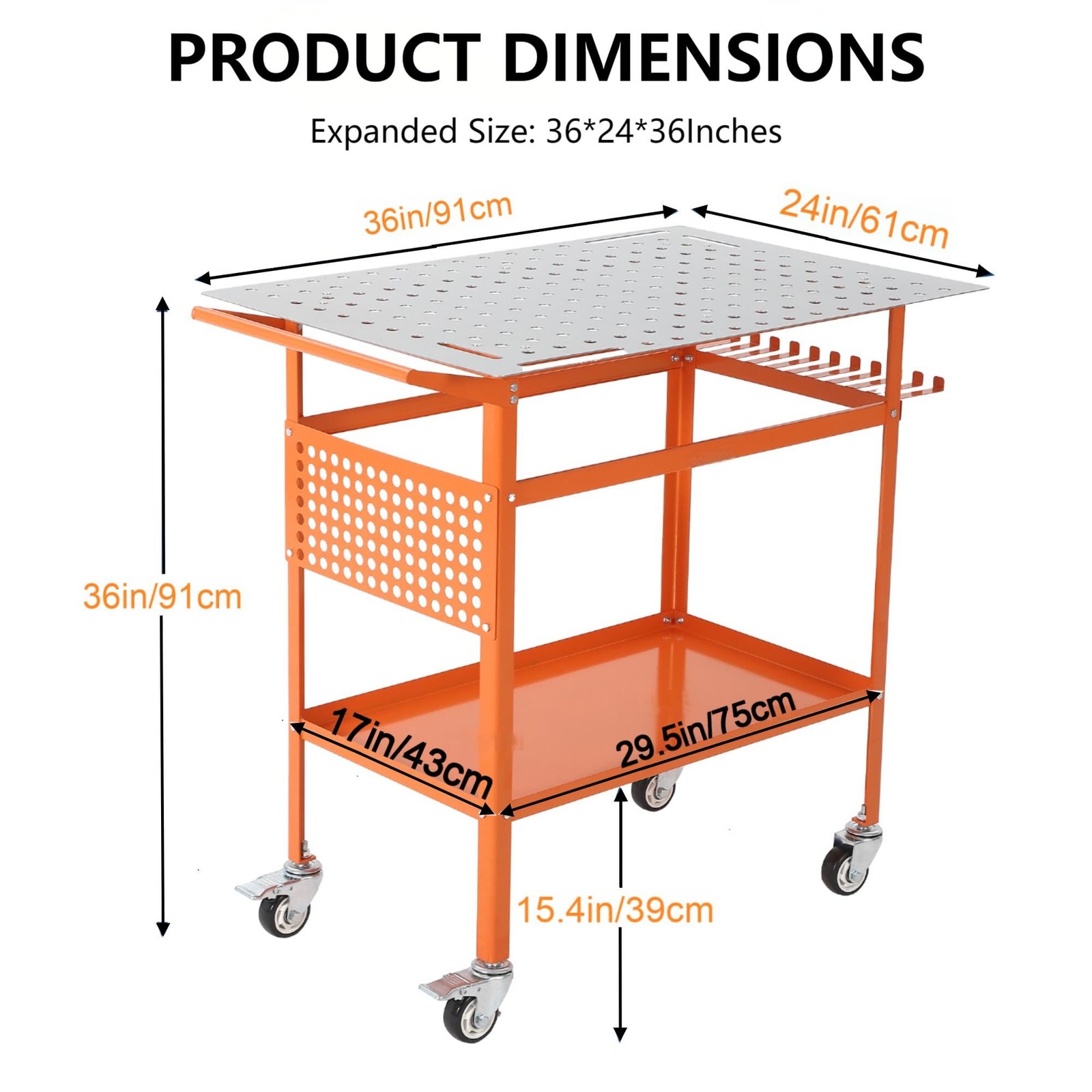 Welding Table 36"x24" 800LBS Welding Work Bench Table w/Fixture Holes & Pegboard