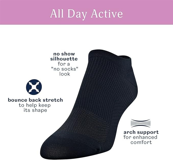 Peds Women's All Day Active No Show Socks 12-Pairs