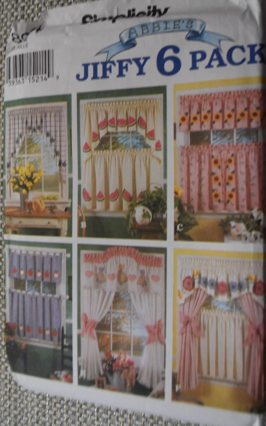 Simplicity 8924 Jiffy 6 Pack Window Curtains Uncut