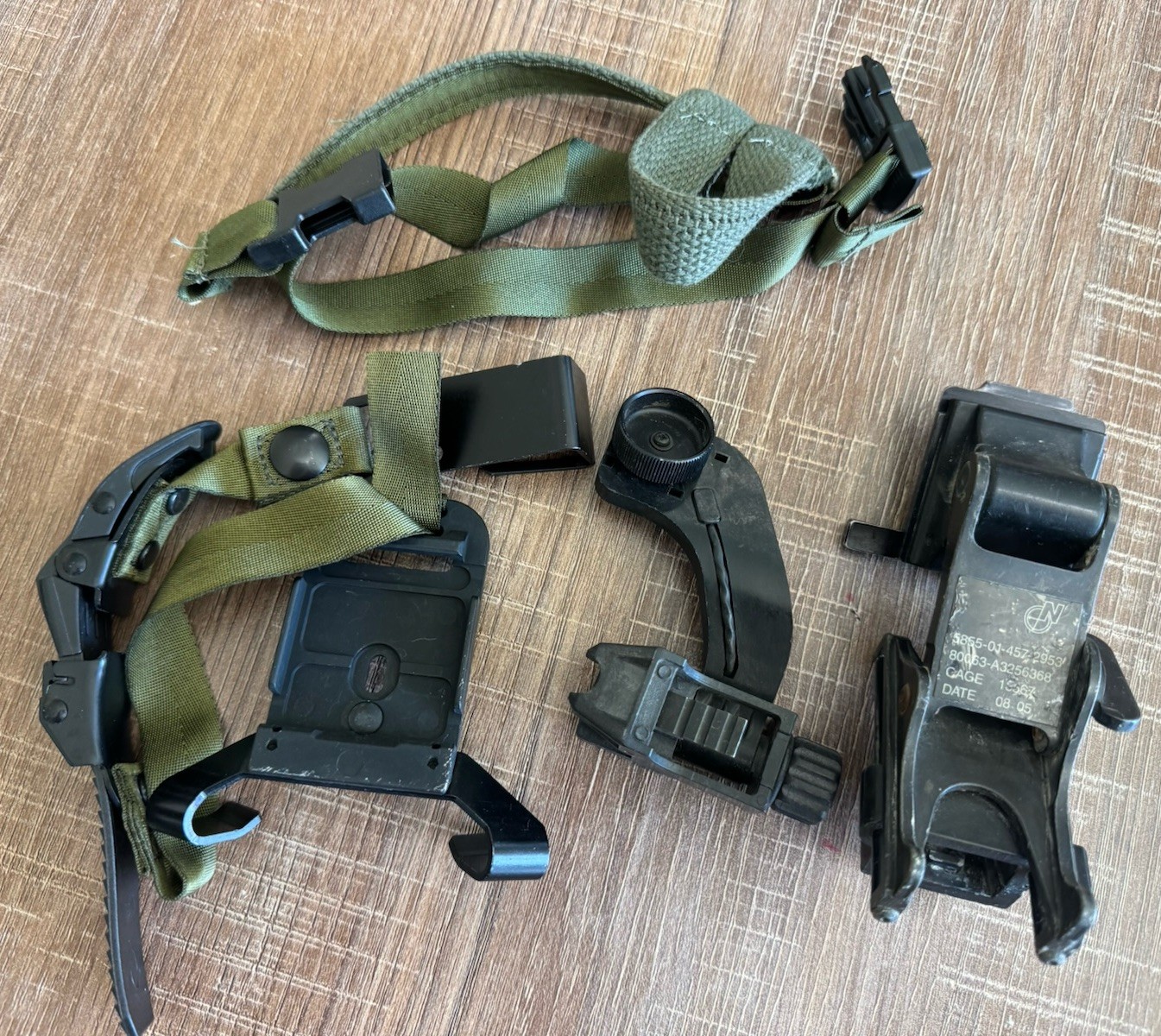 PASGT NVG Helmet Mount, Ratchet Harness Assembly, Rhino Mount & J-arm