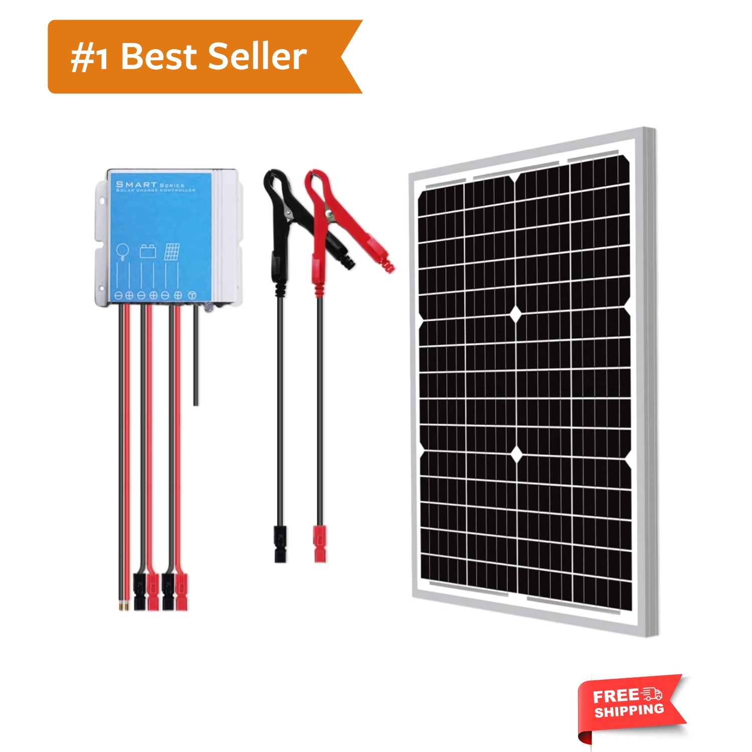 30 Watts 24V Waterproof Off Grid Solar Panel Kit, Battery Trickle Charger Mai...