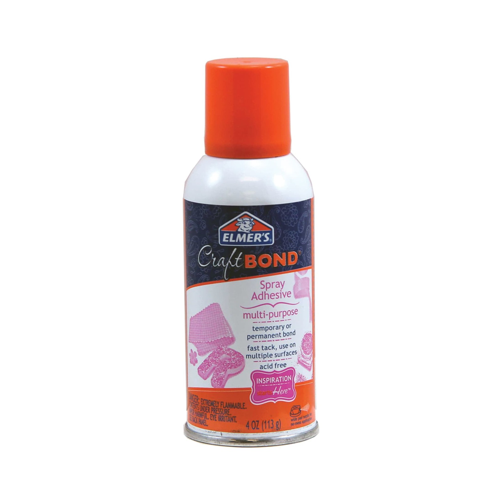 Multi-Purpose Spray Adhesive, Strong & Fast Tack, Clear & Flexible Bond, 4 oz.