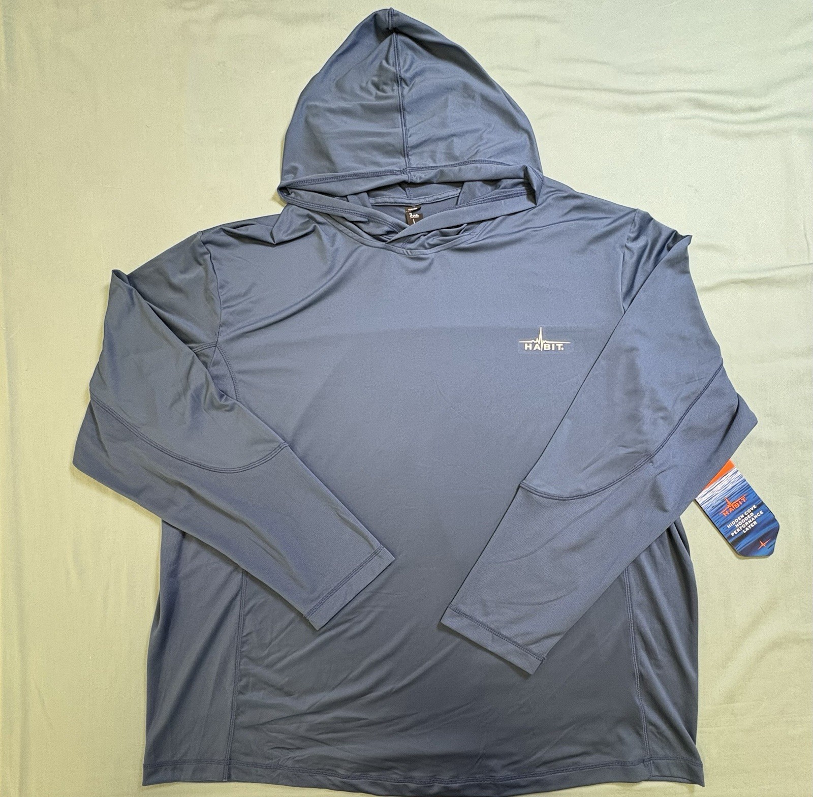 NWT Habit Men’s Long Sleeve Blue 2x XXL Shirt Hidden Cove Fishing
