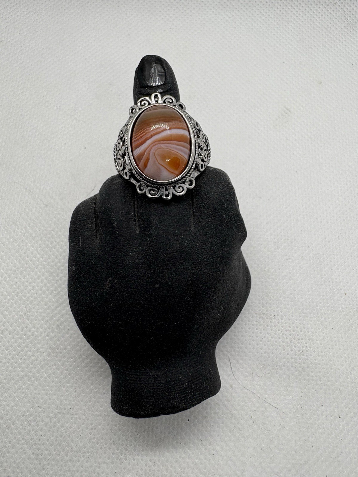 Red Agate Adjustable Alloy Ring