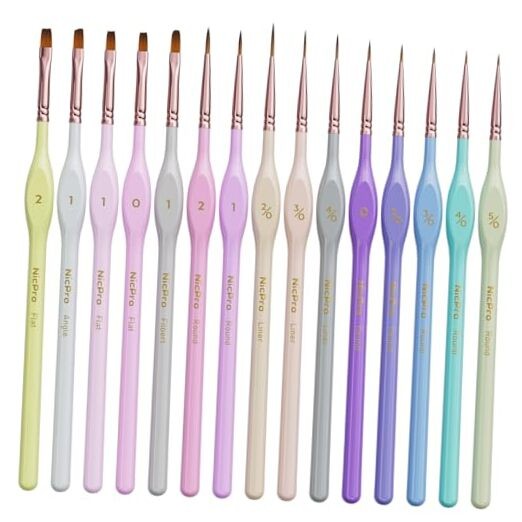 15PCS Micro Fine Detail Paint Brush Set, Aesthetic Pastel Small 15 PCS