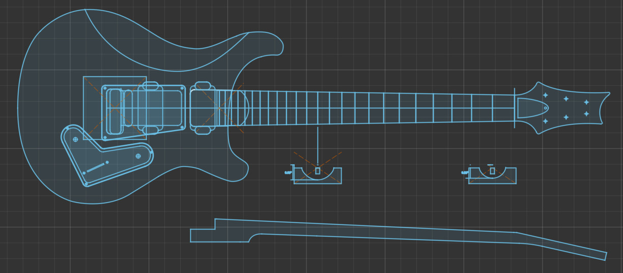 PRS 25" Scale Full Template Set 0.50" MDF