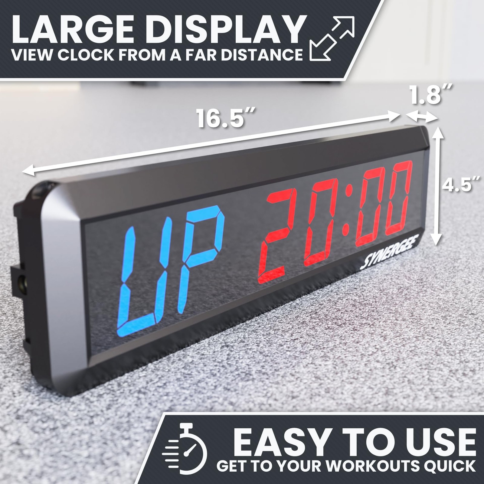 Synergee 16.5' Workout Interval Timer. Programmable Wall Mounted Gym Timer wi...