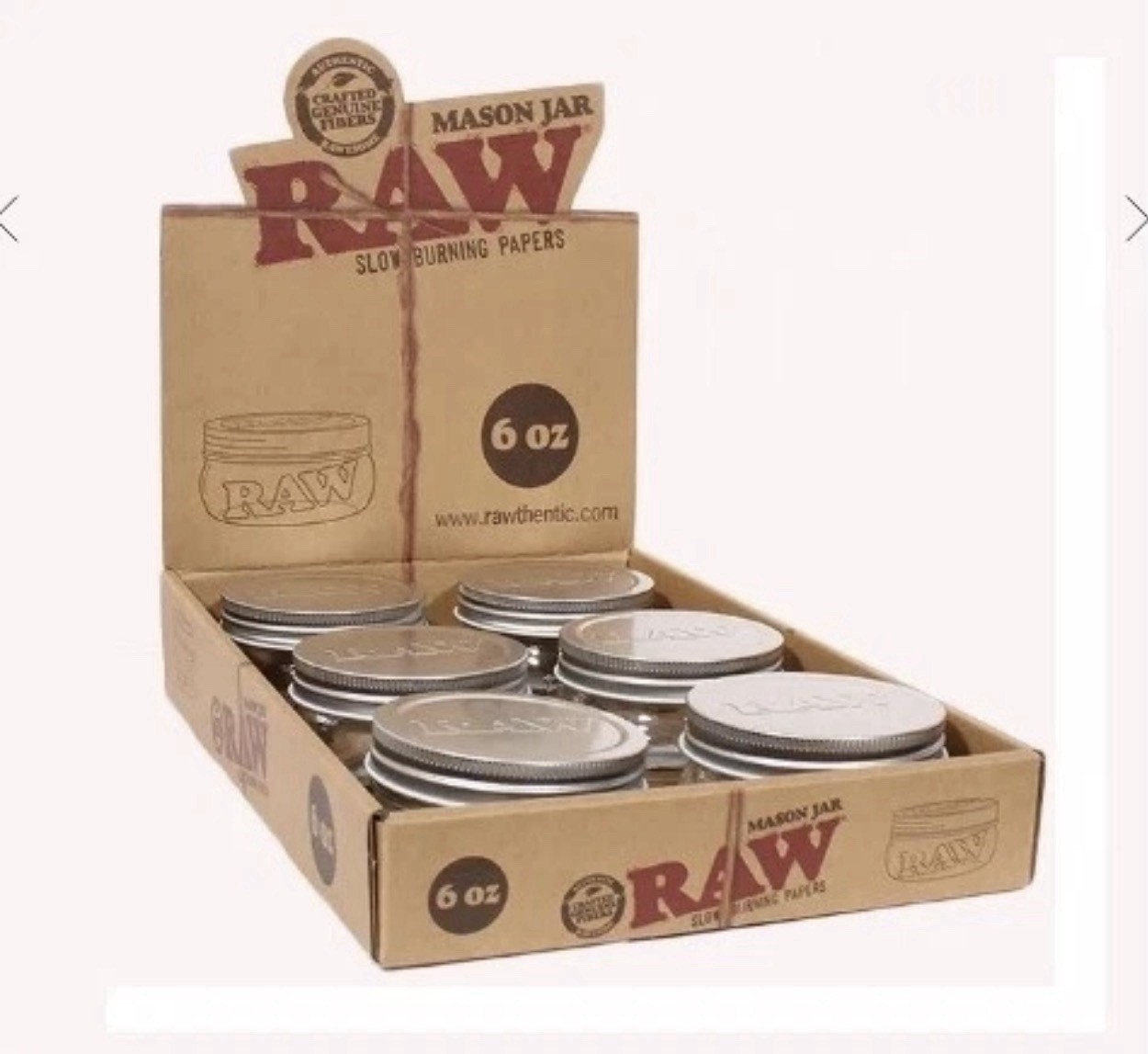 New! 2 RAW Rolling Papers 6 Ounce Mason Jar for Air Tight Storage