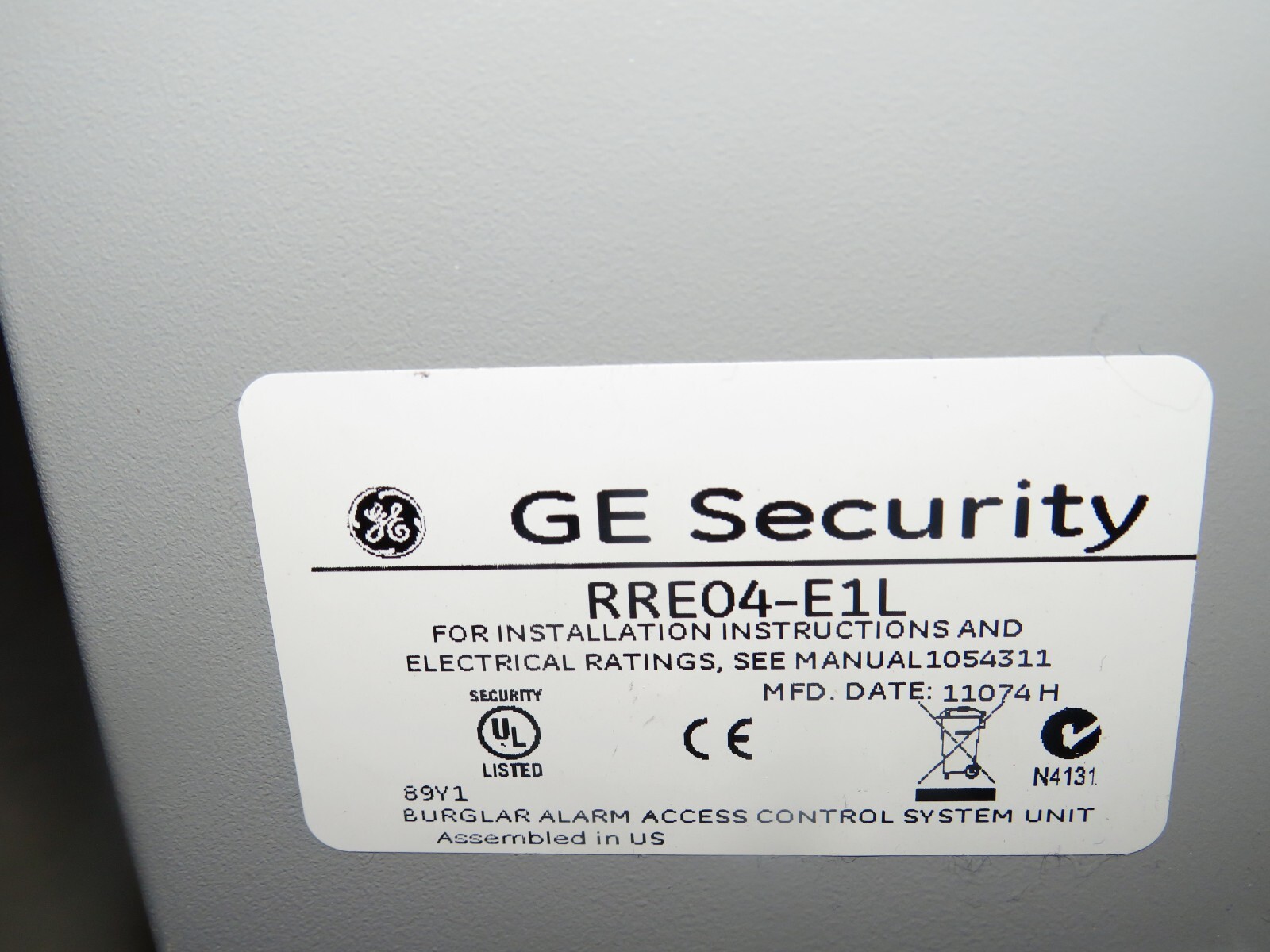GE SECURITY RRE04-E1L 4 READER INTERFACE PANEL