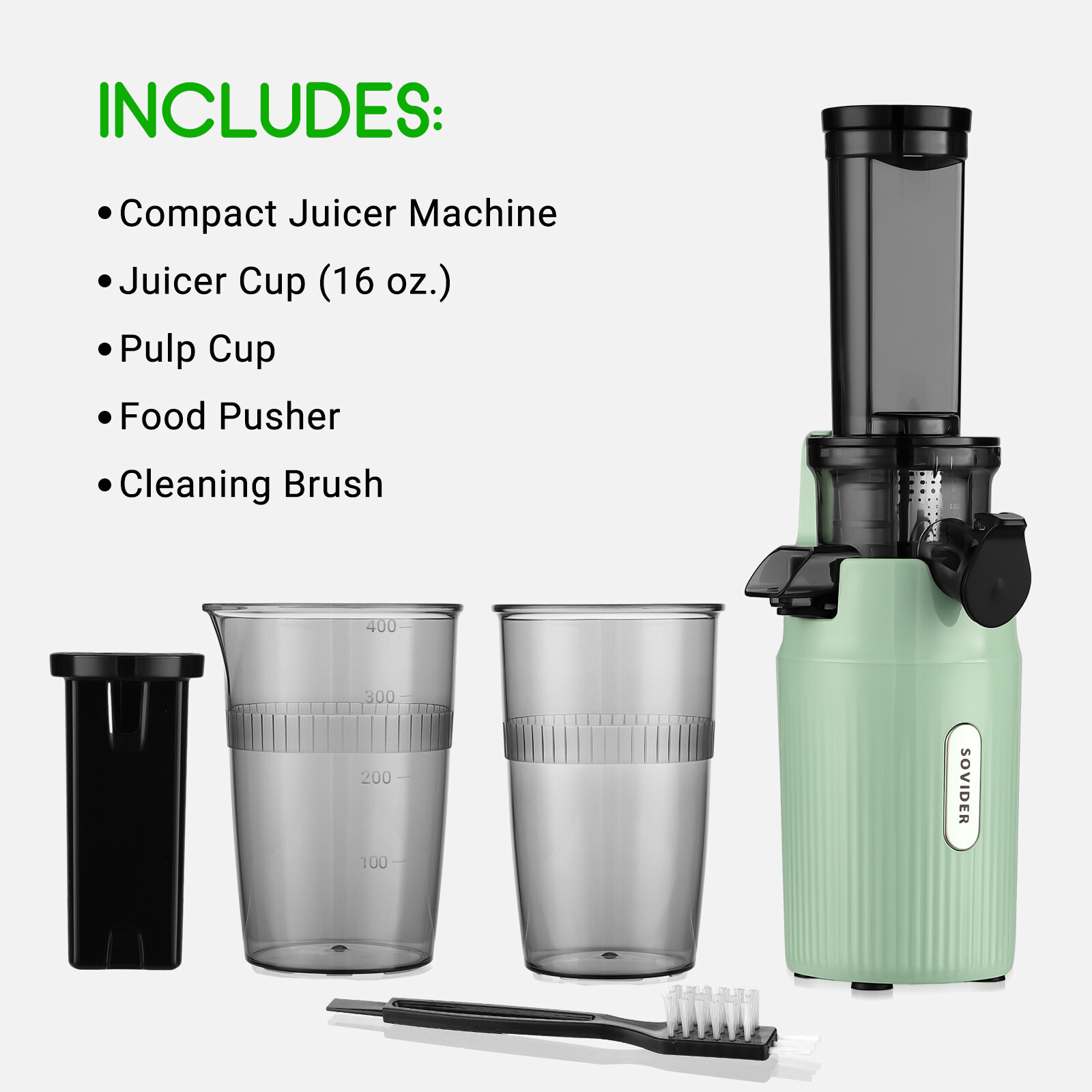 Compact Slow Juicer Machine Electric Juicer Cold Press Squeezer Vegetable 800ML