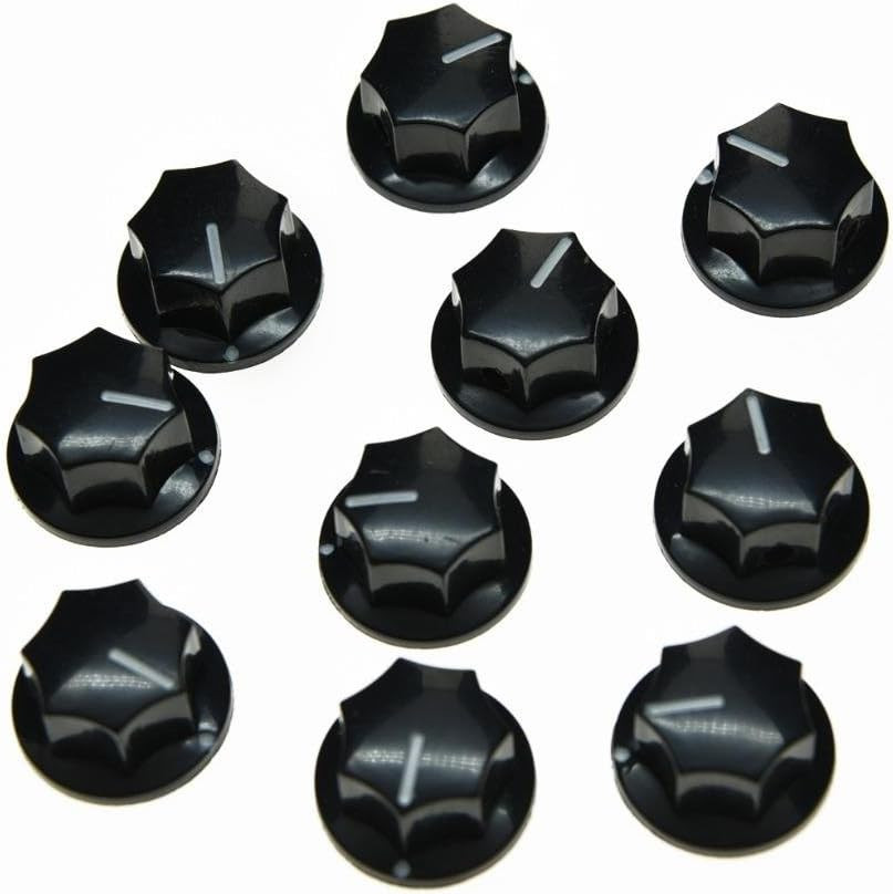 KAISH 10Pcs Black Mini MXR Style Skirted AMP Knob Brass Insert Effect Pedal Knob