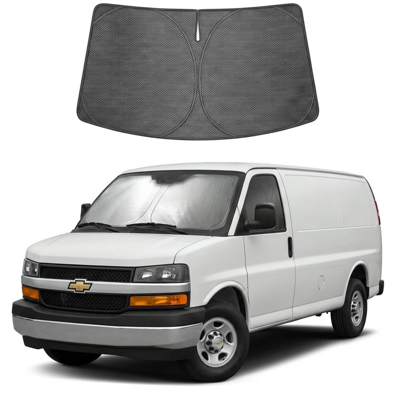 Proadsy Windshield Sun Shade Custom Fit Chevrolet Chevy Express 1996-2026 Ice...