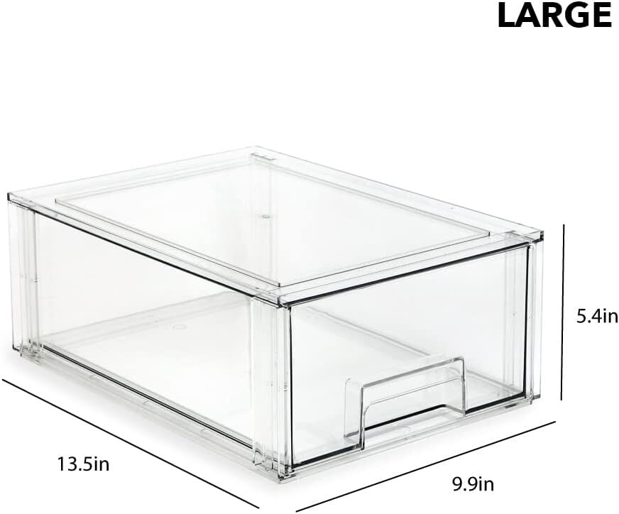 Isaac Jacobs Stackable Organizer Drawer Set (1 1 Medium, 1 Large, Clear