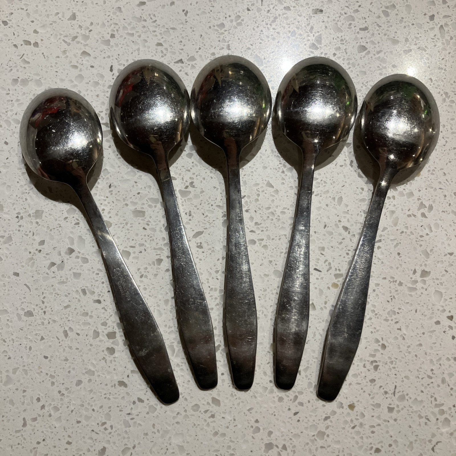 Set 5 Table Soup Spoons ESM7 by ESM Stainless 12/18 Germany