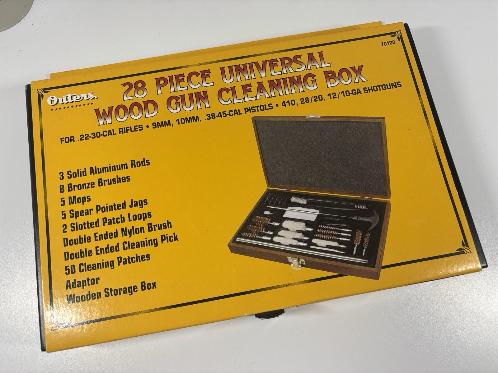 Outers Universal 28 Piece Gun Cleaning Kit with Wood Case OUT701101 Outters
