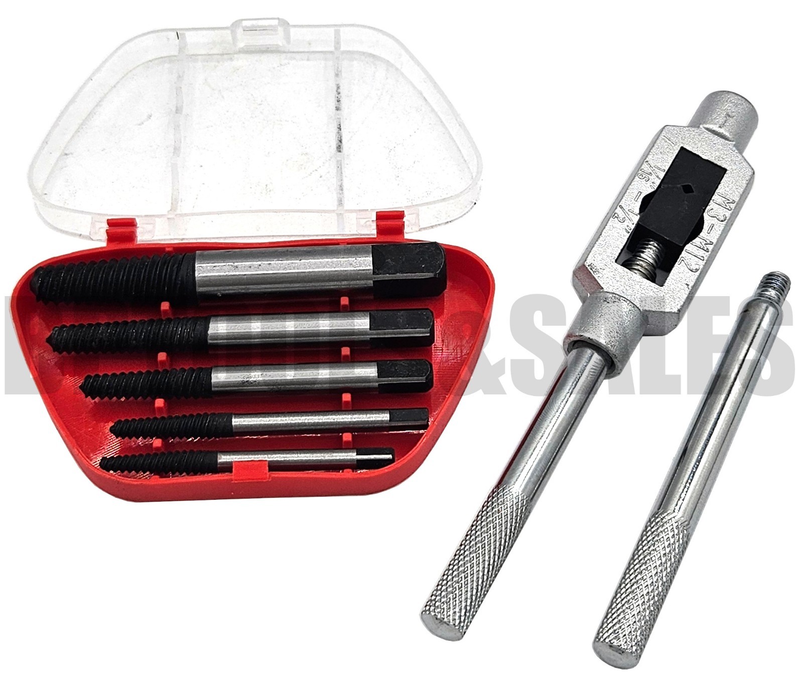 7pc Easy Out Screw Extractor w/ Handle Quick Easy Remover Screws Bolts Studs