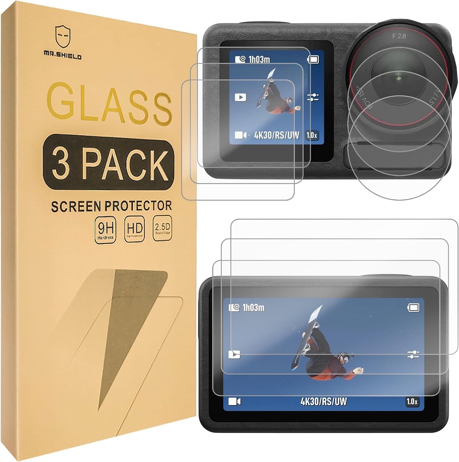3-Pack Tempered Glass Screen Protector For DJI OSMO Action 5 Pro |