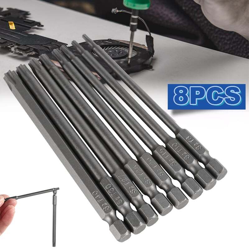 8PCS Torx Screwdriver Drill Bit Set 100MM Extra Long Hex Security Magnetic