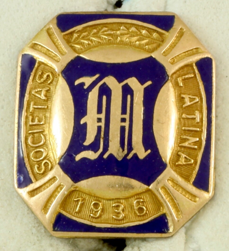Lapel Pin, Societas Latina Dated 1936, Pinback Unknown HM (12x10mm)