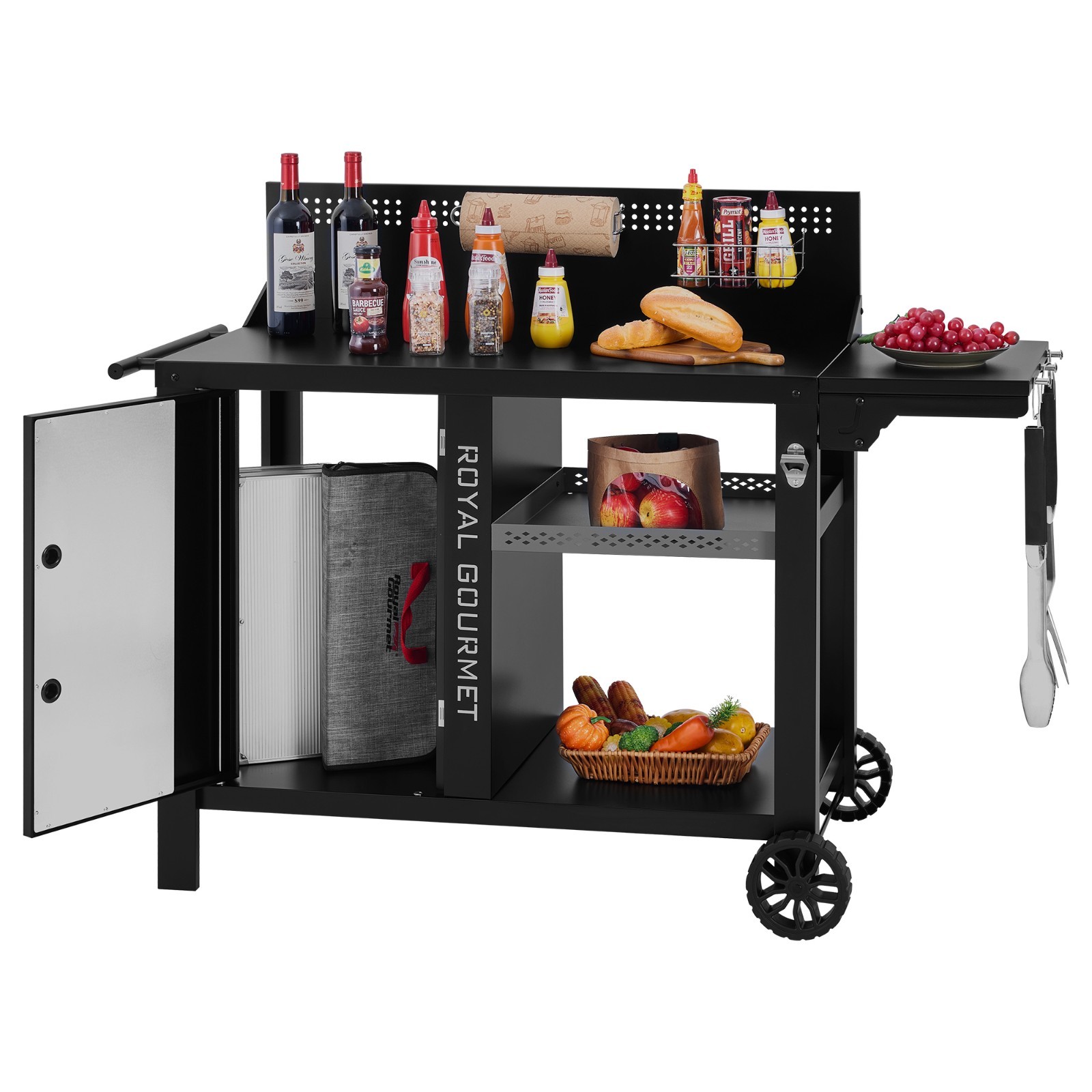 Royal Gourmet 3-Tier Prep & Work Table,Easy Mobility  for Indoor and Outdoor Use