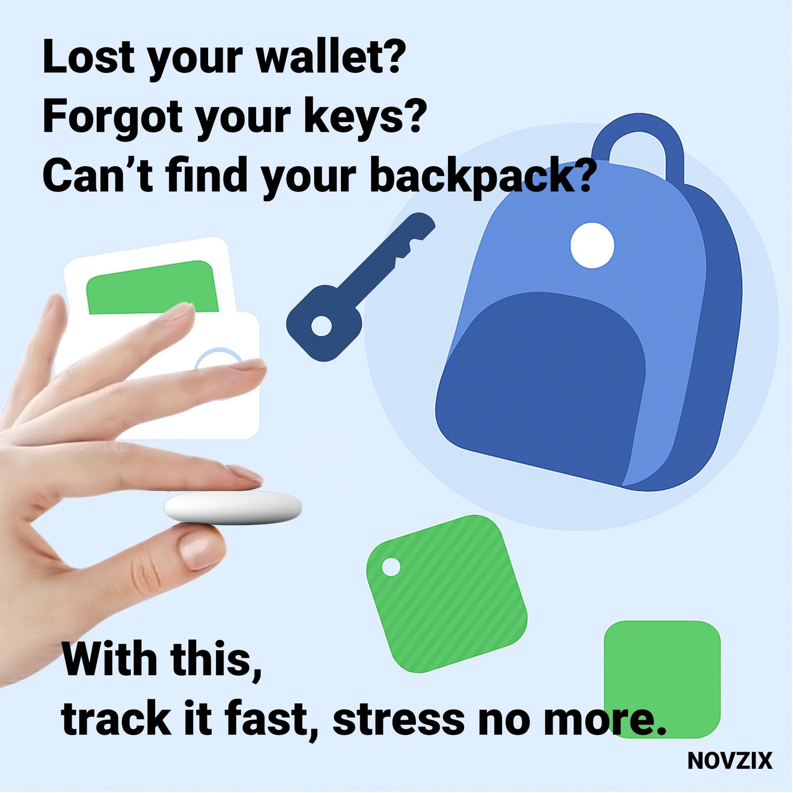 Android Compatible Air Tracker Tag - Tags for Phones, Black