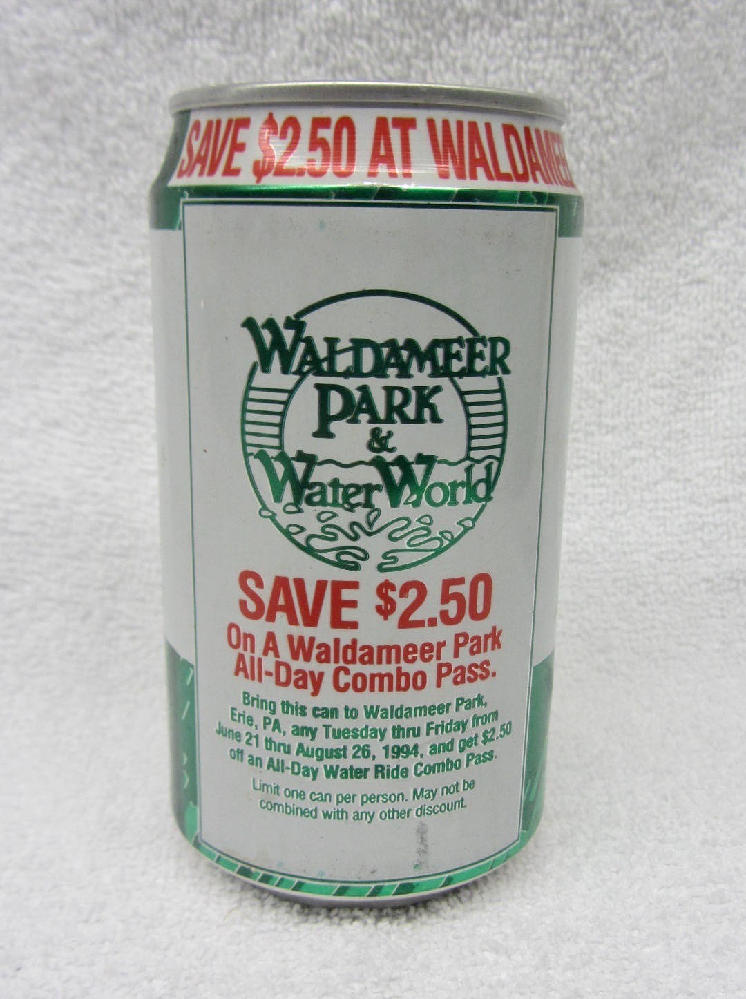Vtg Mountain Dew WALDAMEER WATER PARK 12 oz EMPTY can 1994 MT DEW