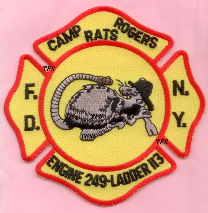 New York City Fire Dept Engine 249 Ladder 113 Patch - Camp Rogers Rats