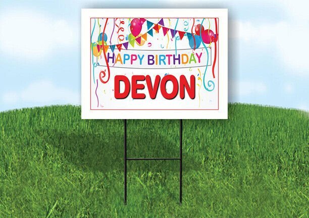 DEVON HAPPY BIRTHDAY BALLOONS 18 in x 24 in Yard Sign Road Sign with Stand
