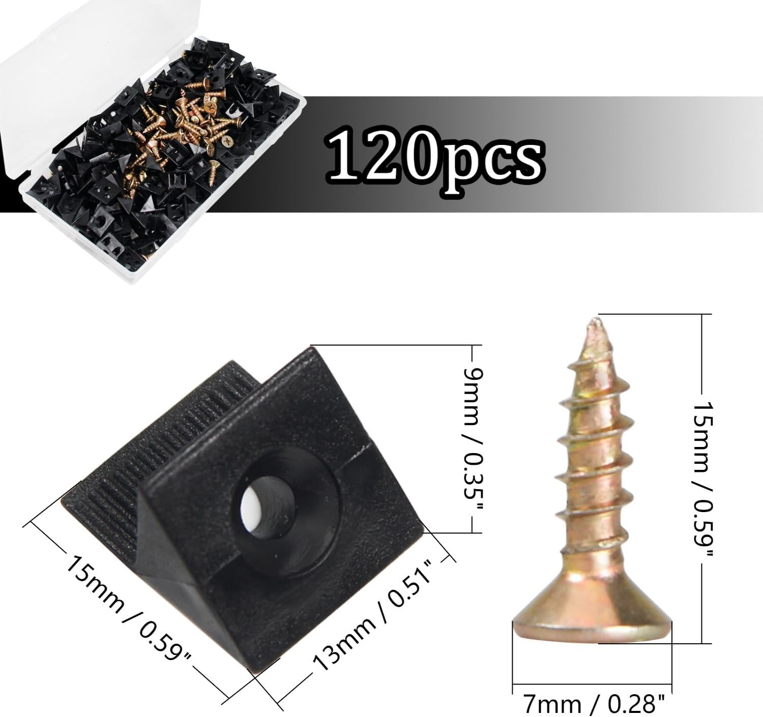 120Pcs Drawer Bottom Support Brackets,Plastic Angle Code Bracket Fasteners,Fixin