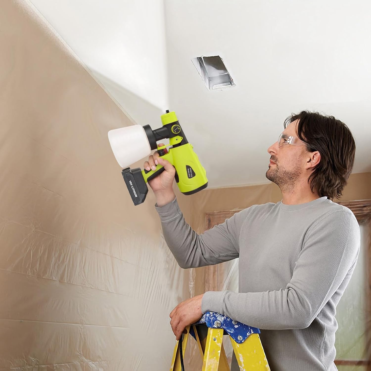 Paint Sprayer for Ryobi One+ 18V Battery w/1000ML Large Container Even Coverage